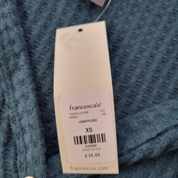 Francesca's ALYA Green Knit Tie Front Top, Size XS - Picture 7 of 12